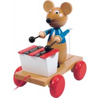 Masinuta din lemn Soricelul Vesel Little Mouse cu Xilofon- jucarie din lemn de tras Masinuta din lemn Soricelul Vesel Little Mouse cu Xilofon- jucarie din lemn de tras